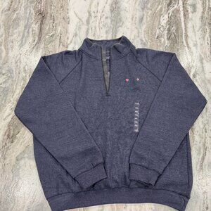 NWT Chaps Men's Quarter Zip Sweatshirt  Heathered Blue  2XL